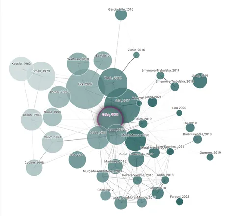 Screenshot of a Connected Papers citation graph.
